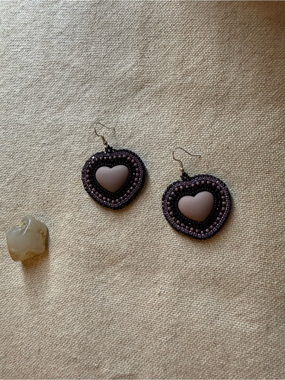 Handcrafted Purple Heart Bead Earrings - Women Jewelry